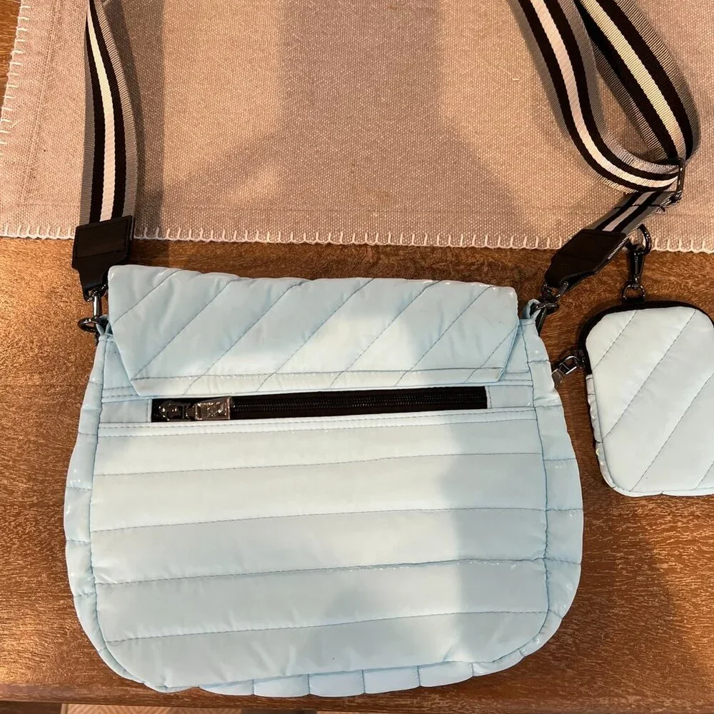NWOT Think Royln Baby Blue Patent Leather Crossbody Women's Bag - Picture 4 of 4